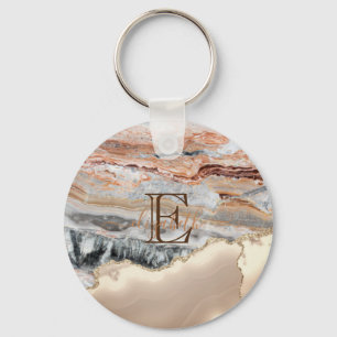 Chaveiro Monograma Dourado de Pedra Marble Marble