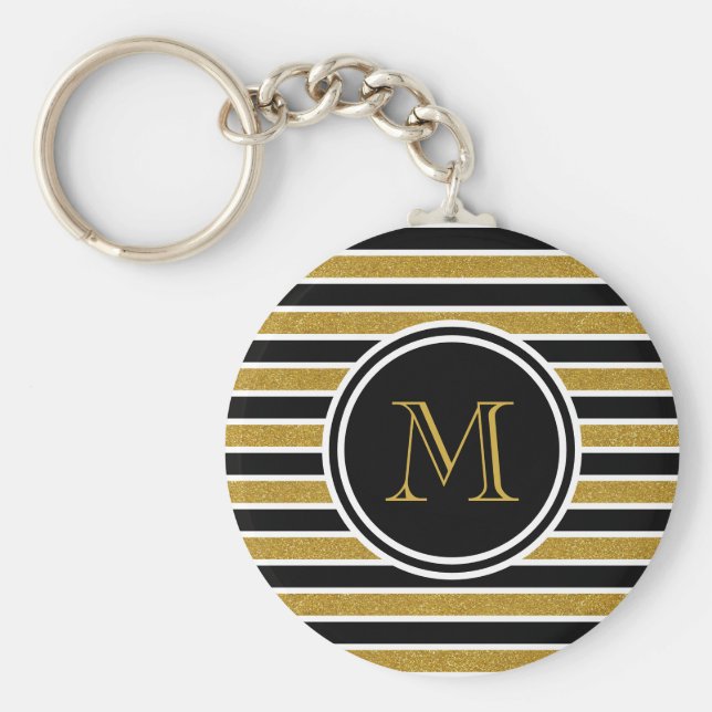 Chaveiro Monograma Dourado Elegante (Frente)