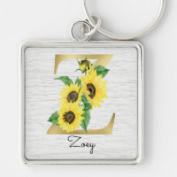 Monograma Dourado Girassol Girassol Floral Inicial