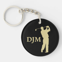 Chaveiro Monograma Dourado Silhouter Golfer