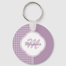 Chaveiro Monograma e Nome bonito Pastel Purple Houndstooth