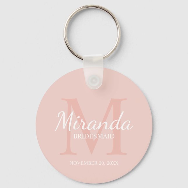Chaveiro Monograma e nome da Bridesmaid Personalizada (Frente)