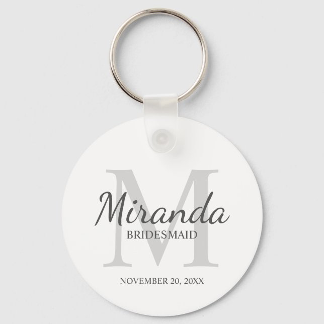Chaveiro Monograma e nome da Bridesmaid Personalizada (Frente)