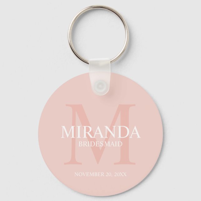 Chaveiro Monograma e nome da Bridesmaid Personalizada (Frente)