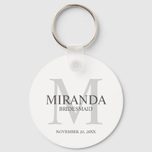 Chaveiro Monograma e nome da Bridesmaid Personalizada