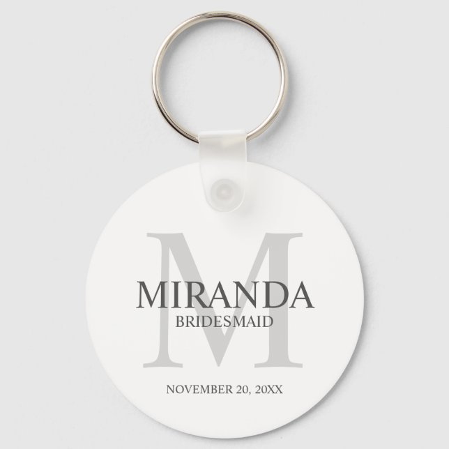 Chaveiro Monograma e nome da Bridesmaid Personalizada (Frente)