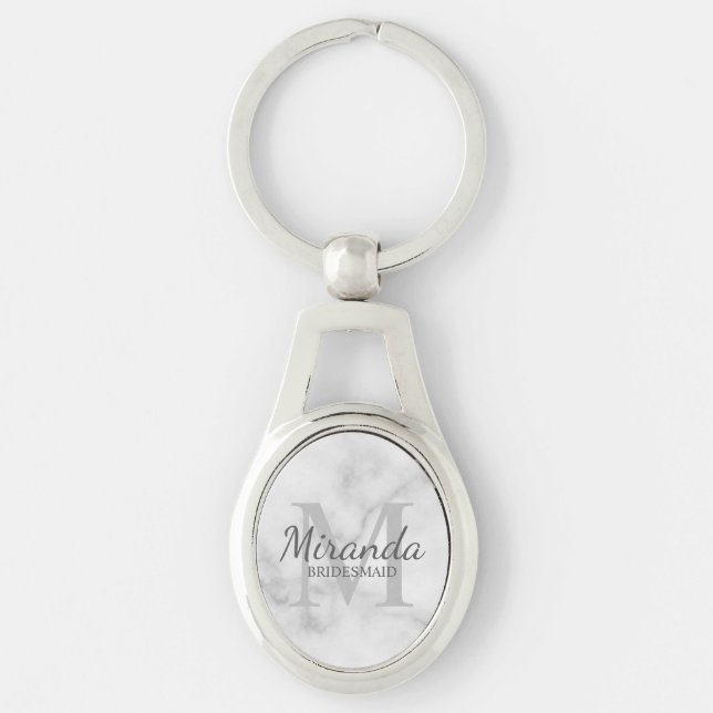 Chaveiro Monograma e nome da Bridesmaid Personalizada (Frente)