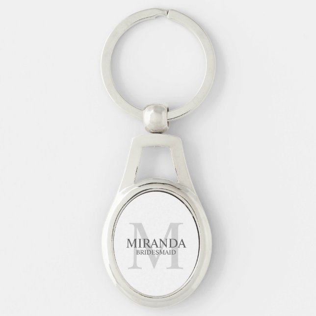 Chaveiro Monograma e nome da Bridesmaid Personalizada (Frente)