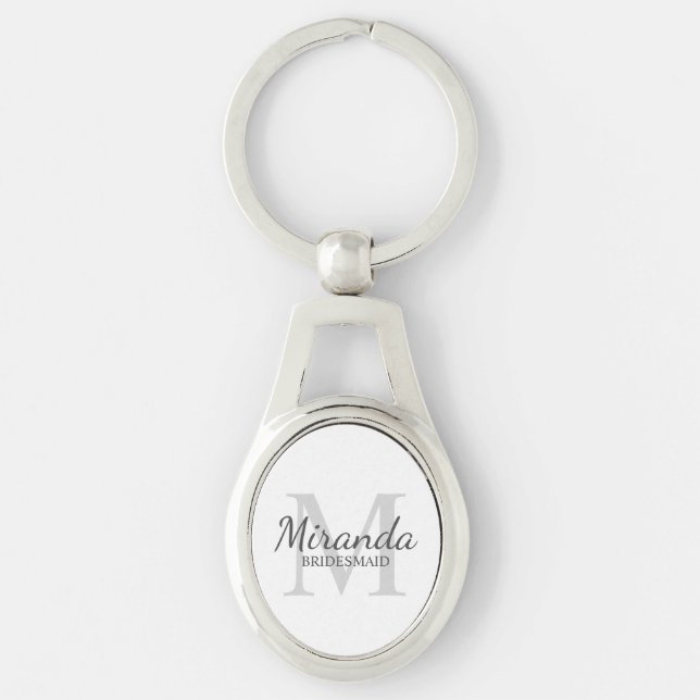 Chaveiro Monograma e nome da Bridesmaid Personalizada (Frente)
