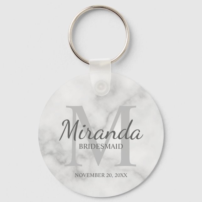 Chaveiro Monograma e nome da Bridesmaid Personalizada (Frente)