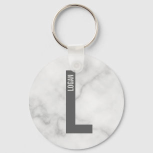 Chaveiro Monograma e Nome de Negrito Personalizado Moderno