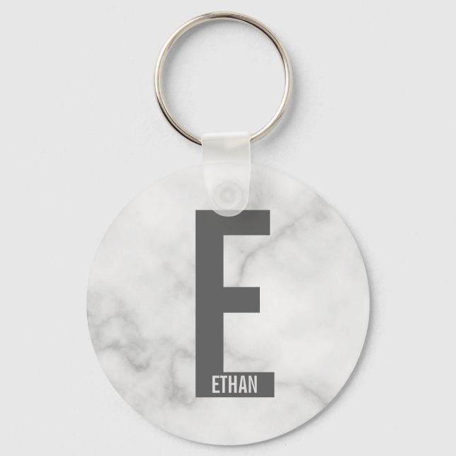 Chaveiro Monograma e Nome de Negrito Personalizado Moderno (Frente)