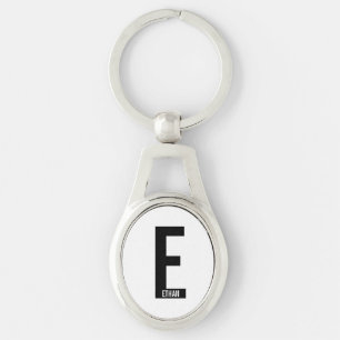 Chaveiro Monograma e Nome de Negrito Personalizado Moderno