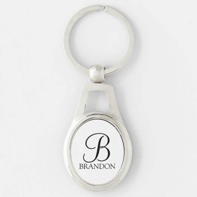 Chaveiro Monograma e Nome de Script Personalizado (Frente)
