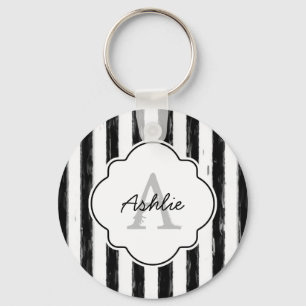 Chaveiro Monograma e Nome de Stripes Pintadas a Preto Casua