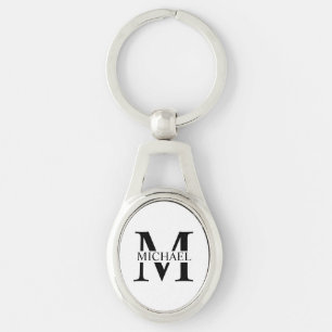 Chaveiro Monograma e Nome Personalizados Brancos 