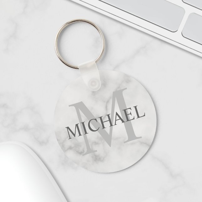Chaveiro Monograma e nome personalizados do Classy Marble (Criador carregado)