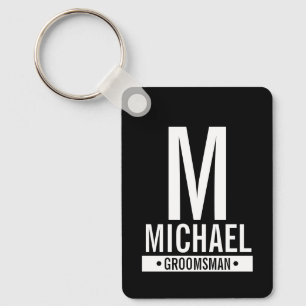 Chaveiro Monograma e Nome Personalizados do Padrinho Preto