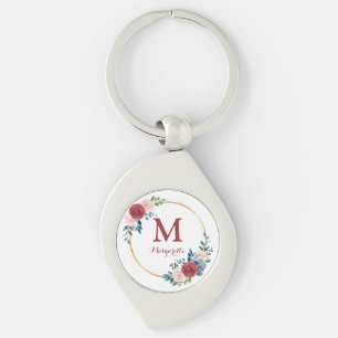 Chaveiro Monograma e nome personalizados do Wreath Rosa Bur