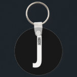 Chaveiro Monograma e Nome Personalizados em Negrito Moderno<br><div class="desc">Design de Monograma Moderno com letra de monograma personalizada "J" e nome em estilo de fonte sans serif negrito moderno.
Presente perfeito para ele, presente do Dia dos Pais, presente para padrinhos e mais.</div>