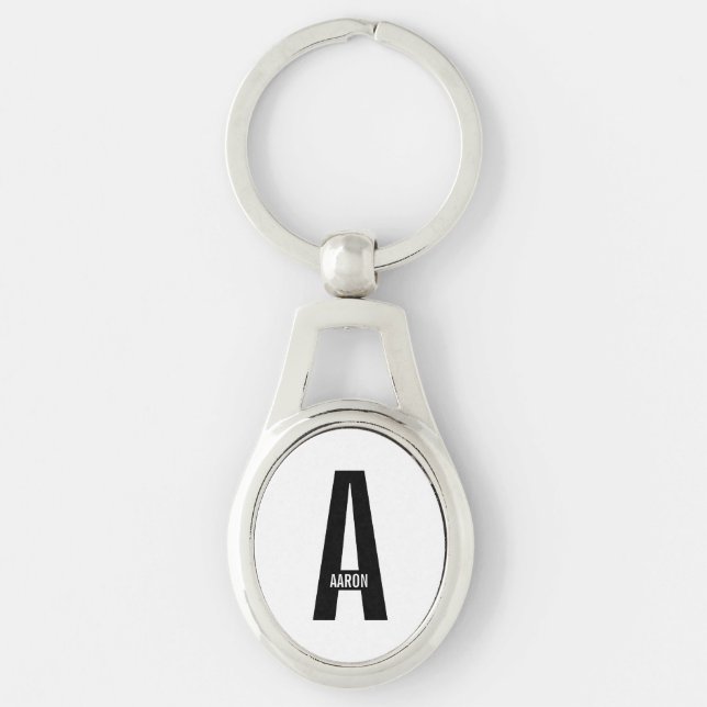 Chaveiro Monograma e Nome Personalizados em Negrito Moderno (Frente)