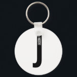 Chaveiro Monograma e Nome Personalizados em Negrito Moderno<br><div class="desc">Design de Monograma Moderno com letra de monograma personalizada "J" e nome em estilo de fonte sans serif negrito moderno.

Presente perfeito para ele,  presente do dia dos pais,  presente para padrinhos e mais.</div>