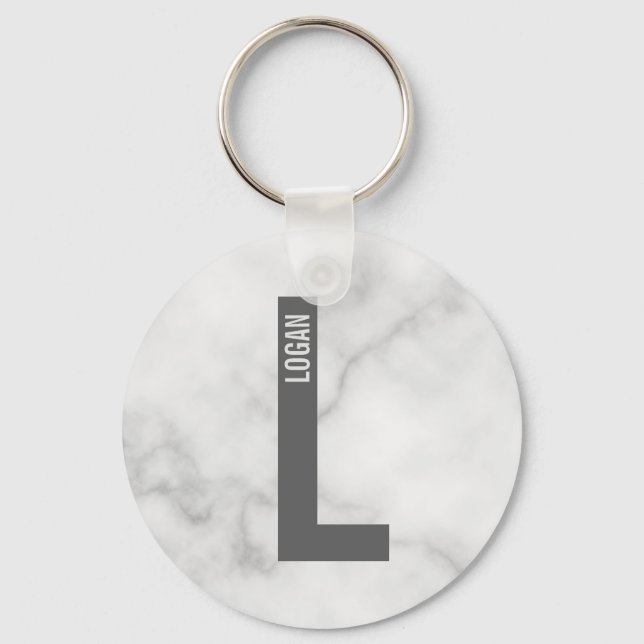 Chaveiro Monograma e Nome Personalizados em Negrito Moderno (Frente)