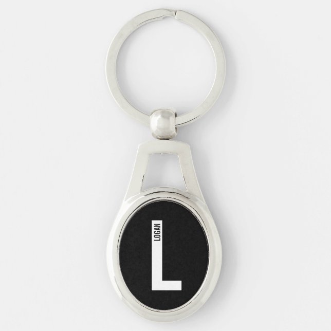 Chaveiro Monograma e Nome Personalizados em Negrito Moderno (Frente)