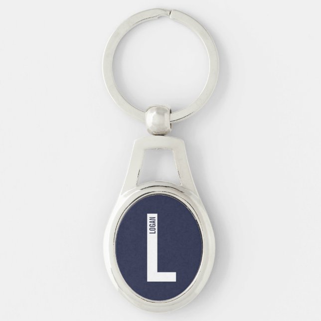 Chaveiro Monograma e Nome Personalizados em Negrito Moderno (Frente)