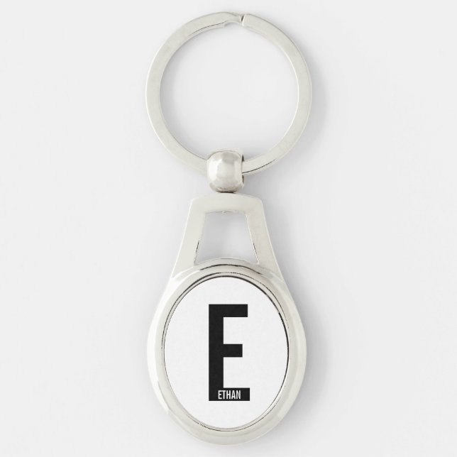 Chaveiro Monograma e Nome Personalizados em Negrito Moderno (Frente)