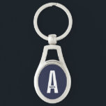 Chaveiro Monograma e Nome Personalizados em Negrito Moderno<br><div class="desc">Design de Monograma Moderno com letra de monograma personalizada "A" e nome em estilo de fonte sans serif negrito moderno.

Presente perfeito para ele,  presente do dia dos pais,  presente do padrinho e mais.</div>