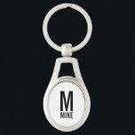 Chaveiro Monograma e Nome Personalizados Modernos<br><div class="desc">Design de Monograma moderno com monograma personalizado e nome no estilo de fonte sans sans serif moderno. Presente perfeito para pai,  marido,  namorado,  garotos e muito mais</div>