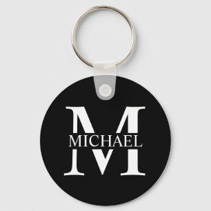 Chaveiro Monograma e Nome Personalizados Preto