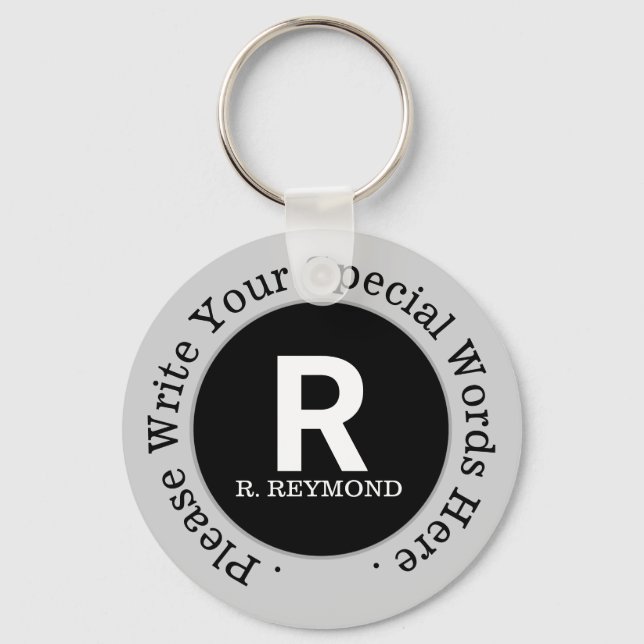 Chaveiro monograma e texto personalizado em preto promo agr (Frente)