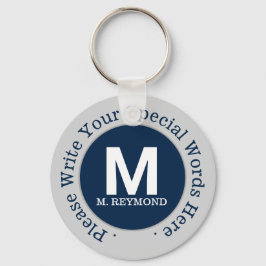 Chaveiro monograma e texto personalizado em promoção azul