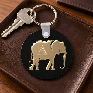 Chaveiro Monograma Elegante Preto e Dourado