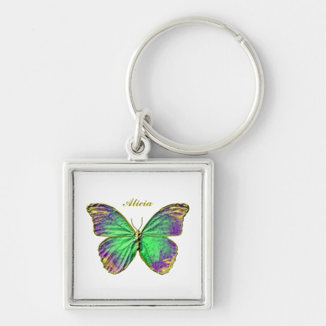 Chaveiro Monograma Emerald Purple Dourada Butterfly Chaveir (Frente)