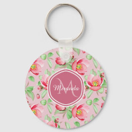 Chaveiro Monograma Flor de Maçã Rosa
