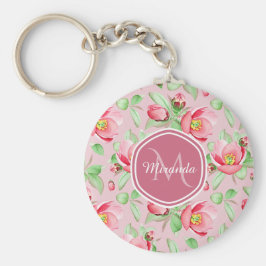 Chaveiro Monograma Flor de Maçã Rosa