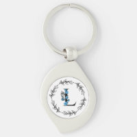 Monograma Floral Azul - Letra L