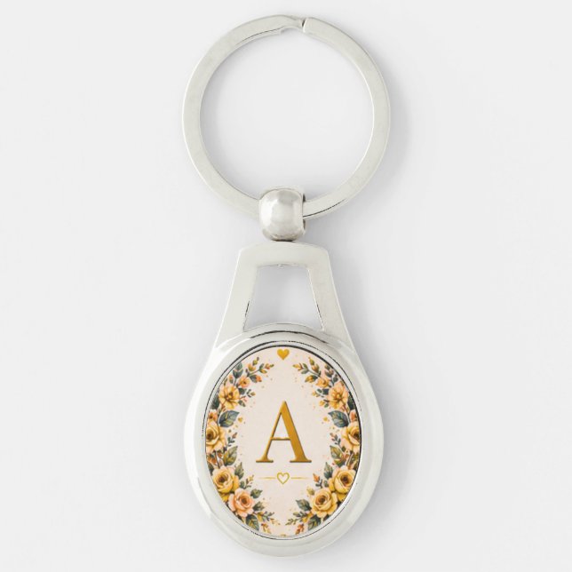 Chaveiro Monograma Floral Pulseira Personalizada (Frente)