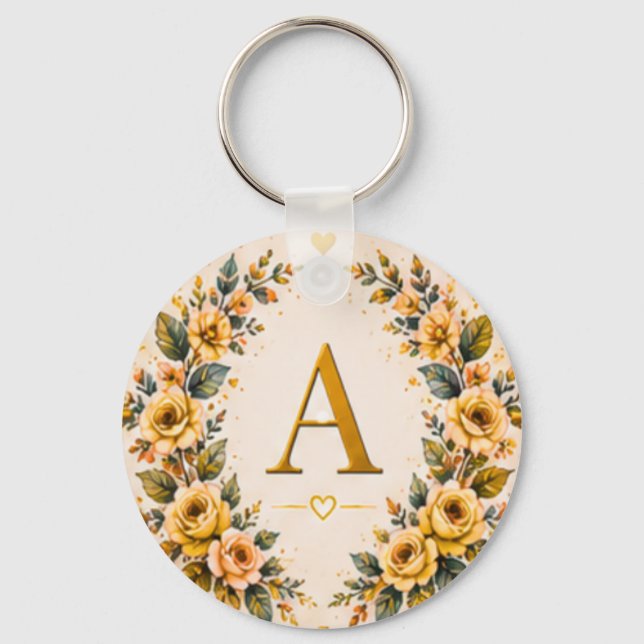 Chaveiro Monograma Floral Pulseira Personalizada (Frente)