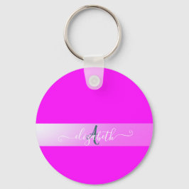 Chaveiro Monograma fluorescente rosa
