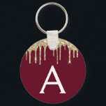 Chaveiro Monograma Glitter Girly Sparkly Dourado<br><div class="desc">Dourado e Borgonha Marsala Faux Sparkly Glitter Elegant Chaveiro. Esses Chaveiros podem ser personalizados para incluir seu nome e nome inicial. Essas correntes de chaves femininas fazem excelente doce aniversário de 16 anos,  chá de panela,  casamento ou festa de solteira favoritos ou presentes.</div>