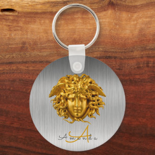 Chaveiro Monograma Haute Couture Dourado Medusa Mask Silver