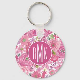 Chaveiro Monograma   I Do Pink Watercolor Floral