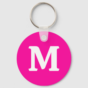 Chaveiro Monograma inicial de cor sólida, cor-de-rosa-claro