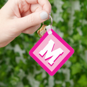 Chaveiro Monograma inicial de nome personalizado rosa em me
