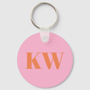 Chaveiro Monograma Inicial Personalizado Laranja Rosa Moder