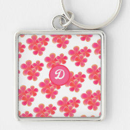 Chaveiro monograma inicial traçado floral botânico